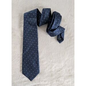Bijoux‎ Terner Navy Silk Tie Geo Print Handmade Classic Retro Preppy Office